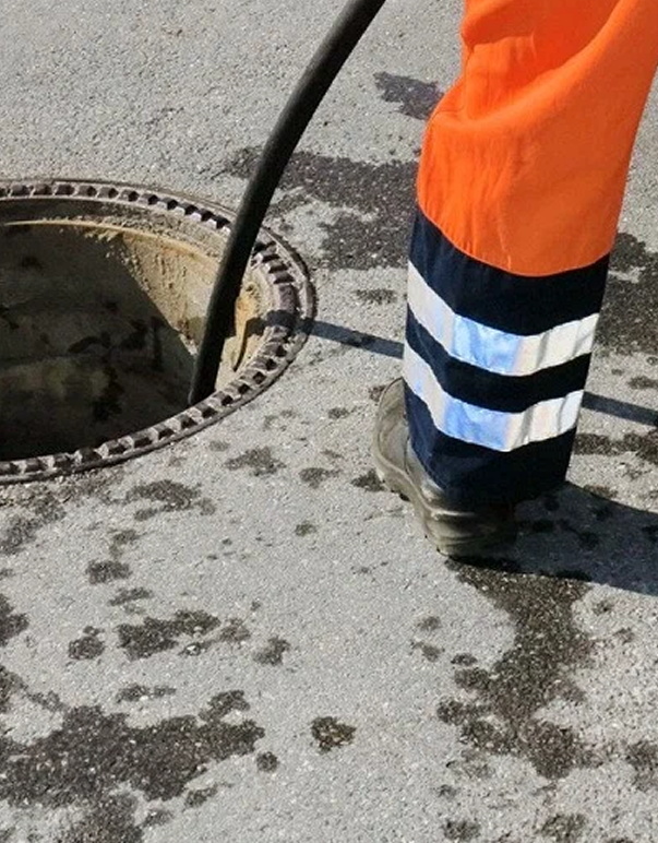 man clean the sewage