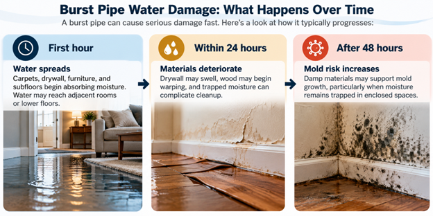 Burst pipe water damage