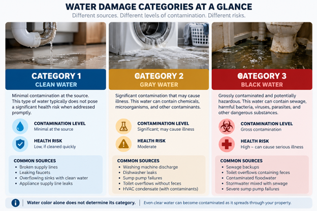 water damage categories at a glance